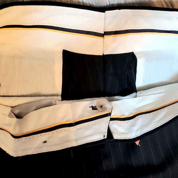 Hart Schaffner Marx Chicago Pinstripe Black Men's Suit Jacket: 44R Pants: 36 - Picture 7 of 16